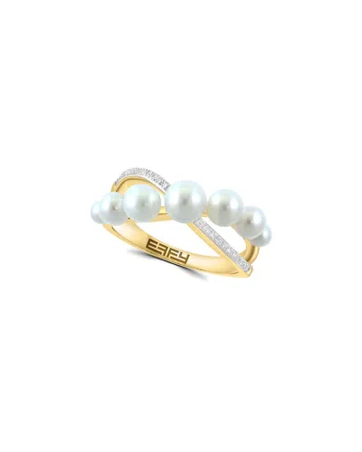 Effy Fine Jewelry 14k 0.09 Ct. Tw. Diamond & Fresh Water Pearl 4-5mm Pearl  Ring