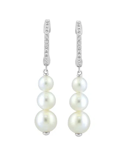 Effy Fine Jewelry 14k 0.09 Ct. Tw. Diamond & Fresh Water Pearl 4-6mm Pearl  Earrings
