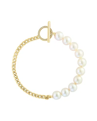 Effy Fine Jewelry 14k 0.10 Ct. Tw. Diamond & 8mm Pearl Bracelet In Gold