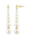 Effy Fine Jewelry 14k 0.13 Ct. Tw. Diamond & 3.5-8.5mm Pearl Earrings In Gold