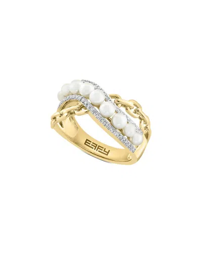 Effy Fine Jewelry 14k 0.17 Ct. Tw. Diamond & 2.5-3mm Pearl Ring