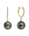 Effy Fine Jewelry 14k 0.18 Ct. Tw. 11mm Pearl Earrings In Black