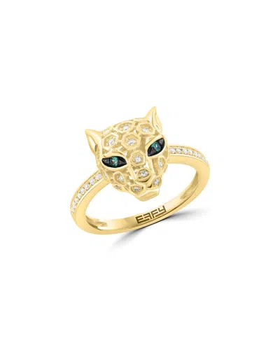 Effy Fine Jewelry 14k 0.20 Ct. Tw. Diamond & Emerald Ring In Gold