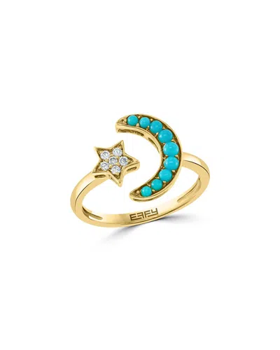 Effy Fine Jewelry 14k 0.32 Ct. Tw. Diamond & Turquoise Ring In Gold