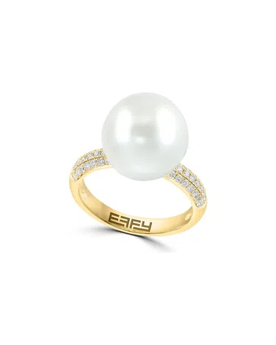 Effy Fine Jewelry 14k 0.34 Ct. Tw. Diamond & 12mm Pearl Ring In Gold
