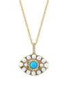 Effy Fine Jewelry 14k 0.41 Ct. Tw. Diamond & Turquoise & 2-2.5mm Pearl  Necklace