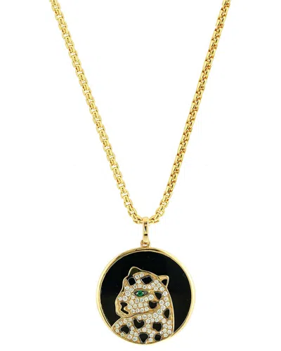 Effy Fine Jewelry 14k 0.46 Ct. Tw. Diamond & Emerald Necklace In Black