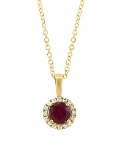 Effy Fine Jewelry 14k 0.61 Ct. Tw. Diamond & Rhodolite Pendant Necklace In Gold