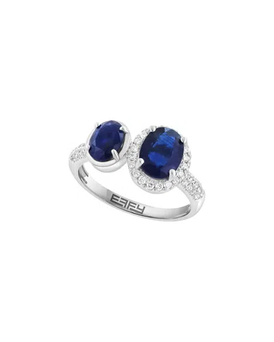 Effy Fine Jewelry 14k 0.65 Ct. Tw. Diamond & Ruby Ring In Blue