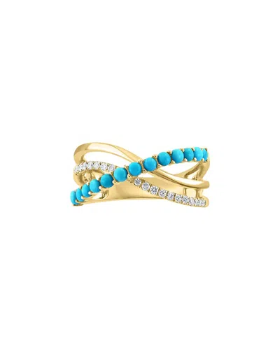 Effy Fine Jewelry 14k 0.67 Ct. Tw. Diamond & Turquoise Ring In Gold