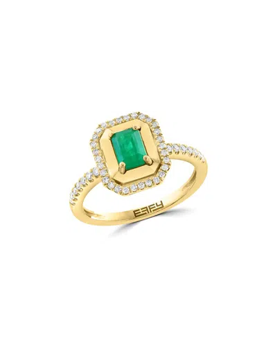 Effy Fine Jewelry 14k 0.74 Ct. Tw. Diamond & Emerald Ring In Gold