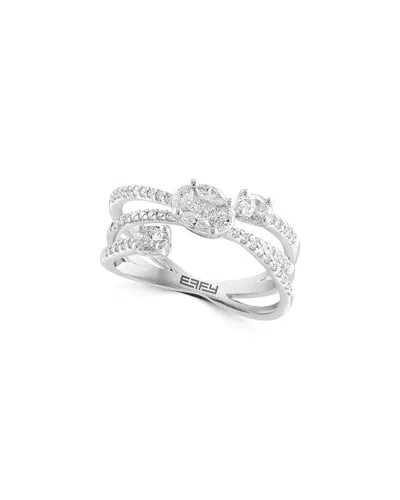 Effy Fine Jewelry 14k 0.76 Ct. Tw. Diamond Half-eternity Ring In Metallic