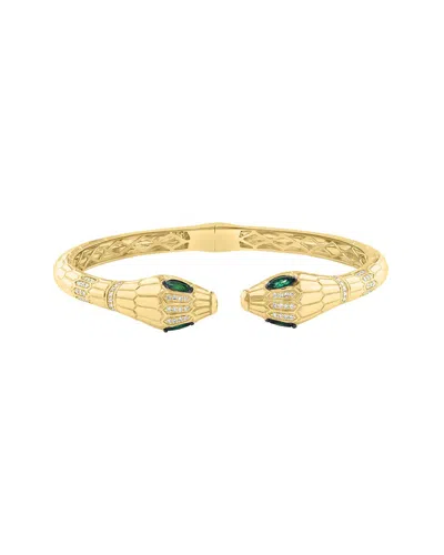 Effy Fine Jewelry 14k 0.77 Ct. Tw. Diamond & Emerald Bracelet In Orange