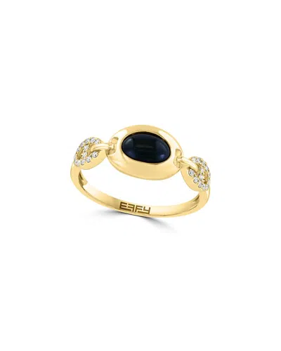 Effy Fine Jewelry 14k 0.77 Ct. Tw. Diamond & Onyx Ring In Gold