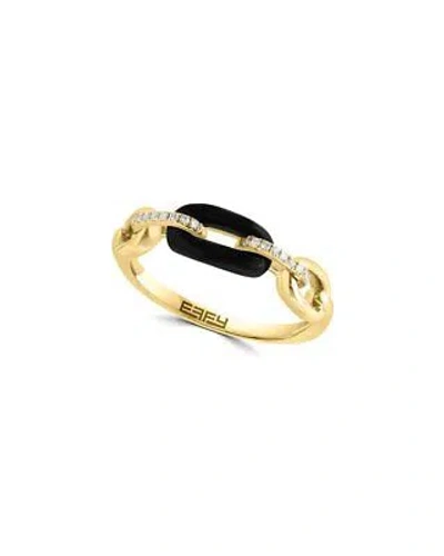 Pre-owned Effy Fine Jewelry 14k 0.77 Ct. Tw. Diamond & Onyx Ring Women's 7 In Black