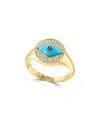 Effy Fine Jewelry 14k 0.77 Ct. Tw. Diamond & Turquoise Ring In Gold