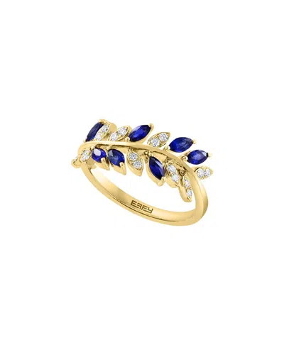 Effy Fine Jewelry 14k 0.90 Ct. Tw. Diamond & Sapphire Ring In Orange