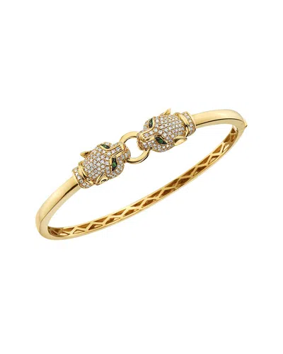 Effy Fine Jewelry 14k 0.95 Ct. Tw. Diamond & Emerald Bracelet In Metallic