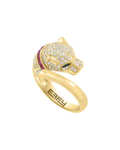 Effy Fine Jewelry 14k 0.97 Ct. Tw. Diamond & Ruby Ring In Gold