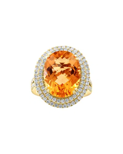 Effy Fine Jewelry 14k 10.30 Ct. Tw. Diamond & Citrine Ring In Orange