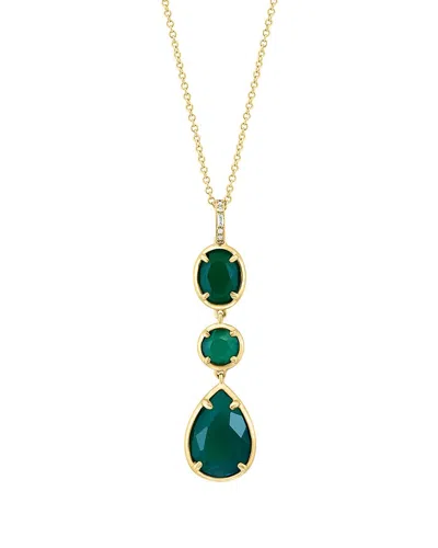 Effy Fine Jewelry 14k 10.32 Ct. Tw. Diamond & Green Onyx Necklace