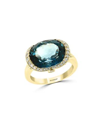 Effy Fine Jewelry 14k 10.36 Ct. Tw. Diamond & London Blue Topaz Ring In Gold