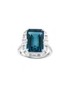 Effy Fine Jewelry 14k 10.43 Ct. Tw. Diamond & London Blue Topaz Ring In Metallic