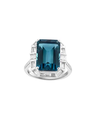 Effy Fine Jewelry 14k 10.43 Ct. Tw. Diamond & London Blue Topaz Ring In Metallic