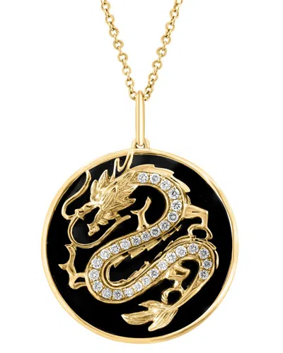Effy Fine Jewelry 14k 10.49 Ct. Tw. Diamond & Onyx Necklace In Black