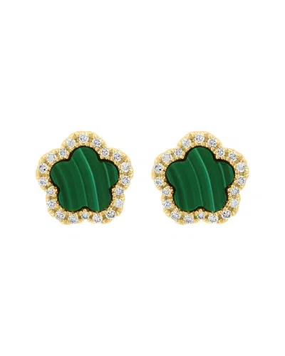 Effy Fine Jewelry 14k 1.06 Ct. Tw. Diamond & Malachite Earrings In Multi