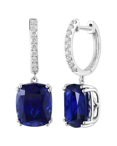 Effy Fine Jewelry 14k 10.71 Ct. Tw. Lab-grown Diamond & Lab-grown Sapphire  Earrings In Blue