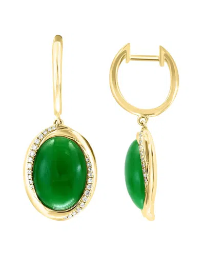 Effy Fine Jewelry 14k 10.83 Ct. Tw. Diamond & Jade Earrings In Green