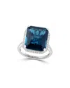 Effy Fine Jewelry 14k 11.07 Ct. Tw. Diamond & London Blue Topaz Ring In Metallic