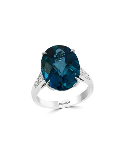 Effy Fine Jewelry 14k 11.39 Ct. Tw. Diamond & London Blue Topaz Ring In Metallic