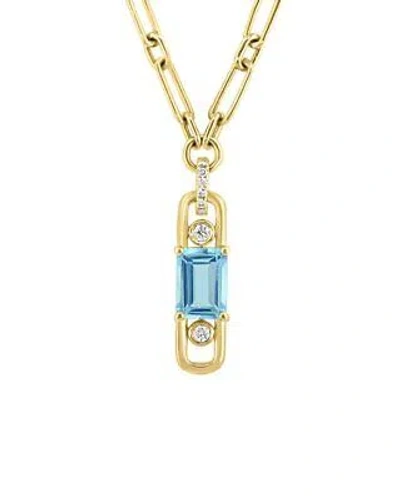 Pre-owned Effy Fine Jewelry 14k 1.16 Ct. Tw. Diamond & Sky Blue Topaz Necklace Women's