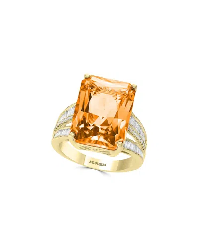 Effy Fine Jewelry 14k 11.88 Ct. Tw. Diamond & Citrine Ring In Orange