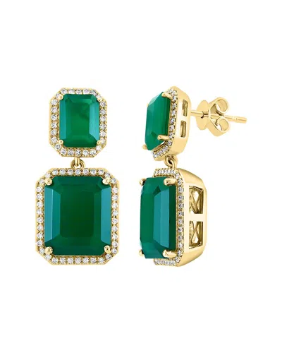 Effy Fine Jewelry 14k 12.00 Ct. Tw. Diamond & Green Onyx Earrings