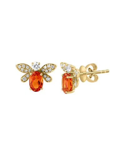 Effy Fine Jewelry 14k 1.22 Ct. Tw. Diamond & Madera Citrine Earrings