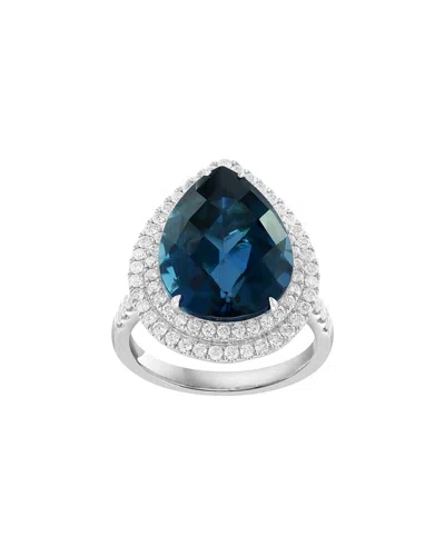 Effy Fine Jewelry 14k 12.84 Ct. Tw. Diamond & London Blue Topaz Ring