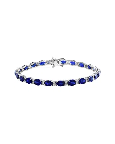 Effy Fine Jewelry 14k 12.93 Ct. Tw. Lab-grown Diamond & Lab-grown Sapphire Bracelet In Blue