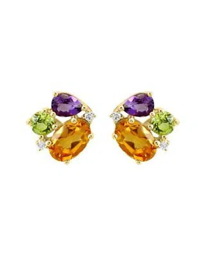 Pre-owned Effy Fine Jewelry 14k 1.34 Ct. Tw. Diamond & Gemstone Earrings Women's