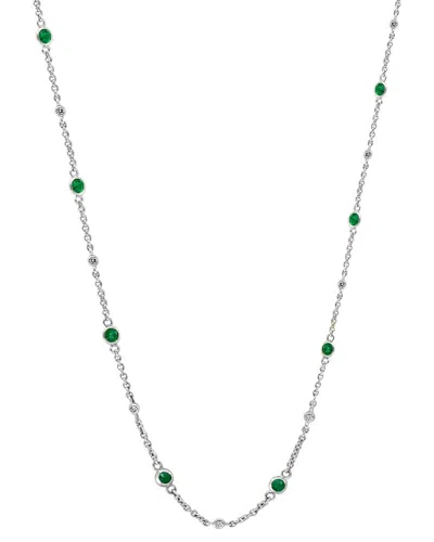 Effy Fine Jewelry 14k 1.37 Ct. Tw. Diamond & Emerald Necklace In Green