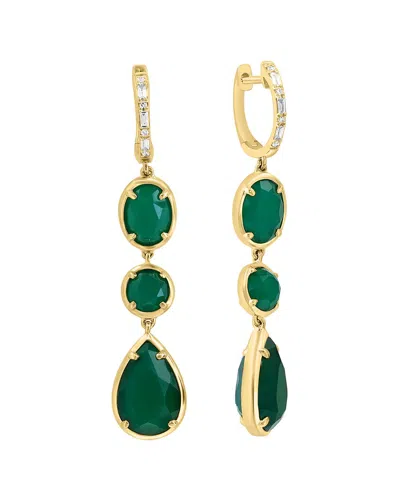 Effy Fine Jewelry 14k 14.10 Ct. Tw. Diamond & Green Onyx Earrings