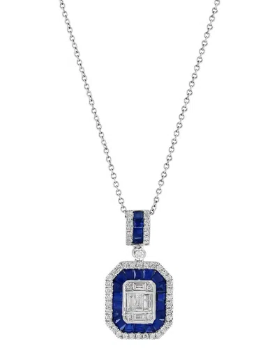 Effy Fine Jewelry 14k 1.44 Ct. Tw. Diamond & Sapphire Necklace In Blue