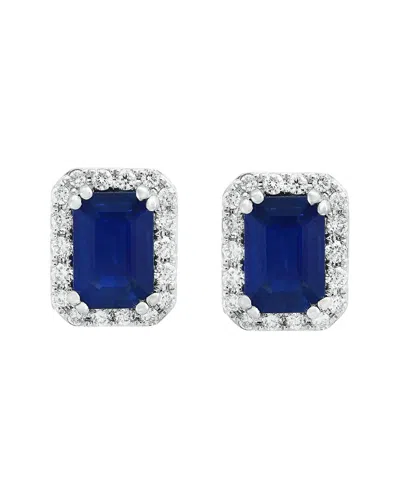 Effy Fine Jewelry 14k 1.52 Ct. Tw. Diamond & Sapphire Earrings In Metallic