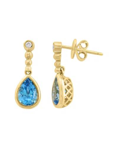 Effy Fine Jewelry 14k 1.54 Ct. Tw. Diamond & Blue Topaz Earrings In Brown