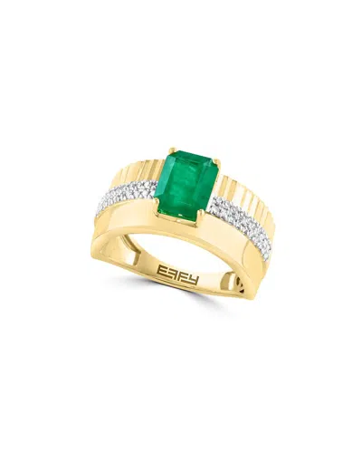 Effy Fine Jewelry 14k 1.58 Ct. Tw. Diamond & Emerald Ring In Multi
