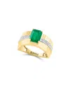 Effy Fine Jewelry 14k 1.58 Ct. Tw. Diamond & Emerald Ring In Multi
