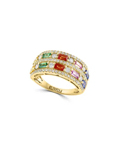 Effy Fine Jewelry 14k 1.58 Ct. Tw. Diamond & Multi Sapphire Ring In Gold