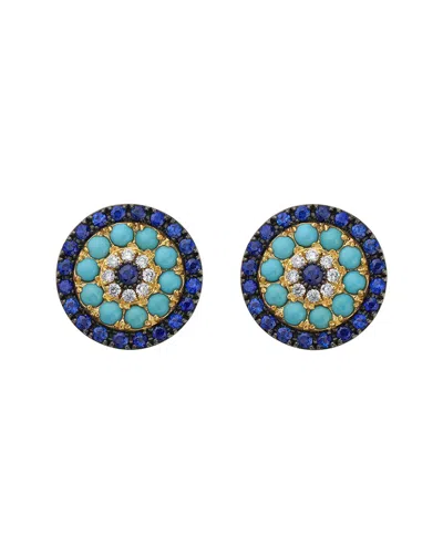 Effy Fine Jewelry 14k 1.61 Ct. Tw. Diamond & Sapphire & Turquoise Earrings